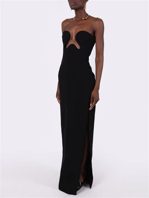 saint laurent cut-out high-slit black maxi gown dupe
